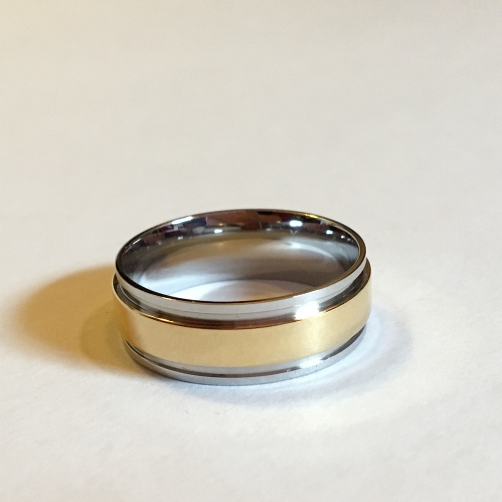 Stainless Steel and Gold Men's Wedding Band